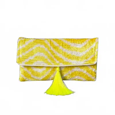 Mila Miro By Emelie Women's Positano Silk Clutch In Yellow / White