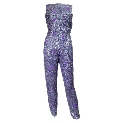 Pre-owned Mila Schön A Mila Sch�n Couture Sequin Embroidered Trousers Suit Circa 1968 In Gray