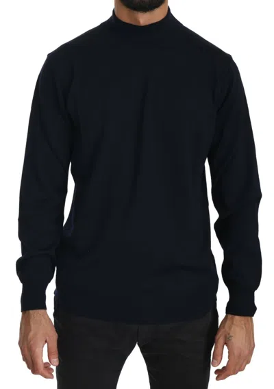 Mila Schön Crewneck Pullover 100% Wool Men's Sweater In Black