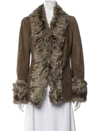 Pre-owned Mila Schön Leather Faux Fur Coat In Multicolor