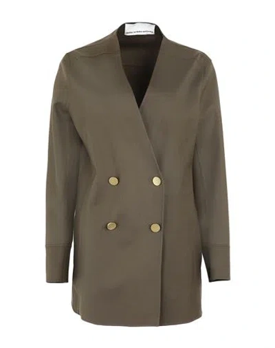 Mila Schön Woman Blazer Military Green Size 8 Silk, Elastane