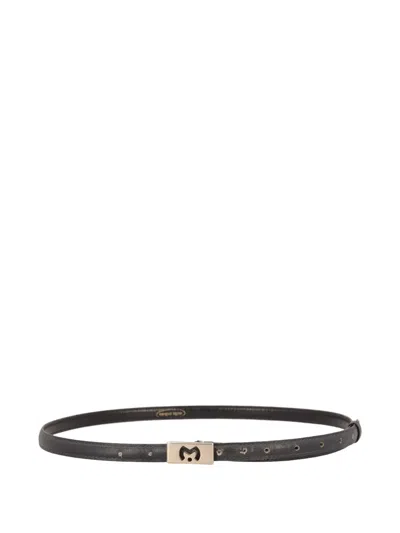 Pre-owned Mila Schon Vintage Leather Belt In Black