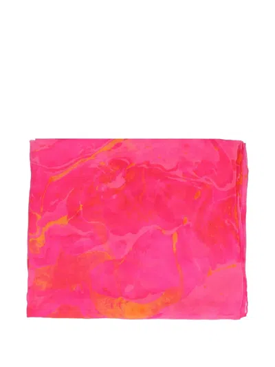 Pre-owned Mila Schon Vintage Patterned Scarf In Pink