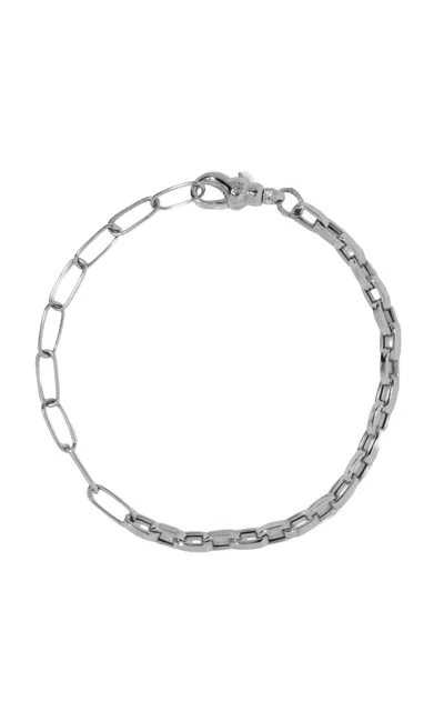 Milamore 18k White Gold Classic Duo Chain Bracelet Wgmonochrome In Metallic