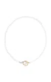 Milamore 18k Yellow And White Gold Kintsugi Infinity Pearl Necklace In Metallic