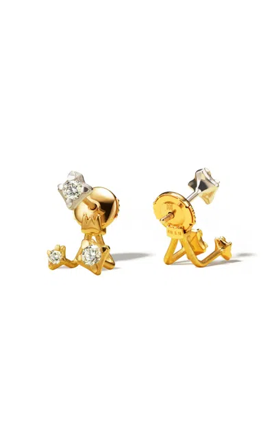 Milamore 18k Yellow Gold Hanabi Triple Studs Ear Jacket