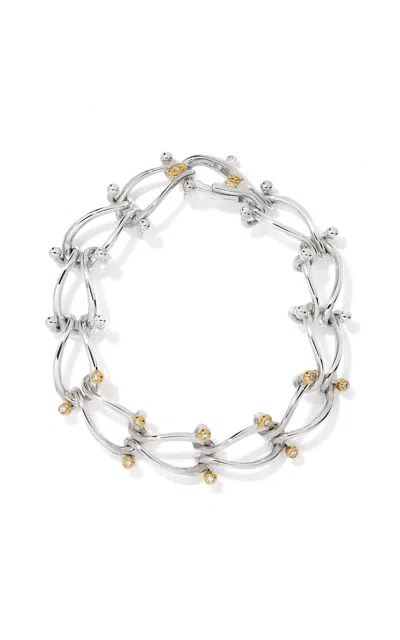 Milamore 18k Yellow Gold Hassou Puzzle Duo Chain Diamond Bracelet In Metallic