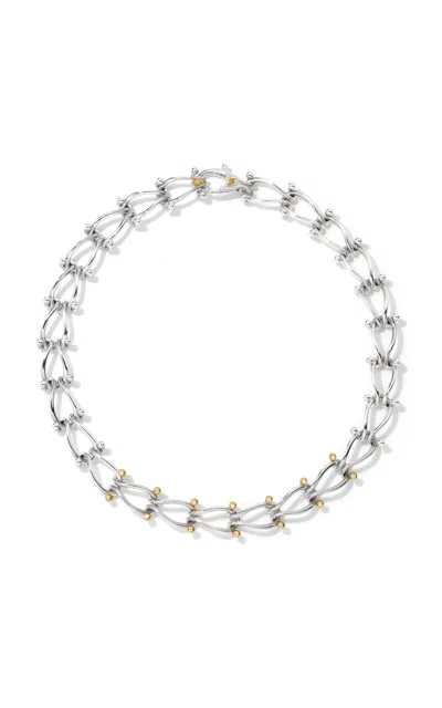 Milamore 18k Yellow Gold Hassou Puzzle Duo Chain Diamond Necklace In Metallic
