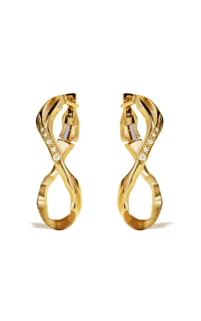 Milamore 18k Yellow Gold Kintsugi Infinity Diamond Hoop Eearrings Large