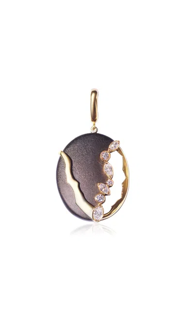 Milamore 18k Yellow Gold Kintsugi Victoria Platinum Noir Charm In Metallic