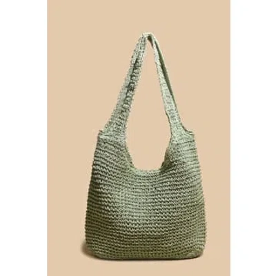 Milan Fashion Bags Summer Straw Shoulder Bag In Green