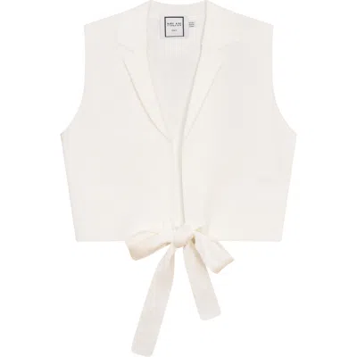 Milan Italy Cropped Wrap Belted Soft Knit Vest In White