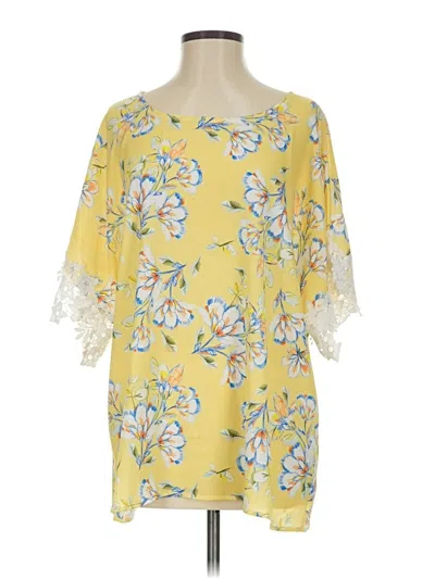 Pre-owned Milan Kiss Short Sleeve Blouse In Yellow