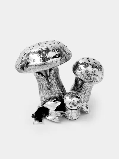 Milanese Silver Mushroom Sterling Silver Large Salt And Pepper Shakers (set Of 2)