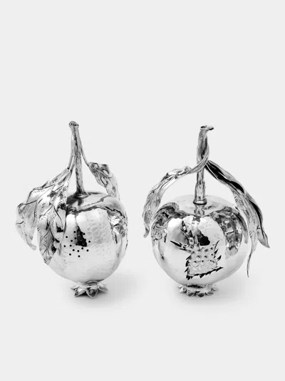 Milanese Silver Pomegranate Sterling Silver Salt And Pepper Shakers (set Of 2)