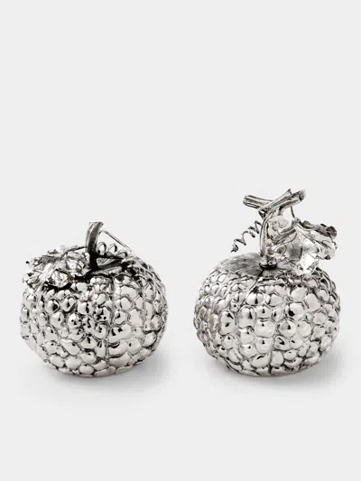 Milanese Silver Pumpkin Sterling Silver Salt And Pepper Shakers (set Of 2)