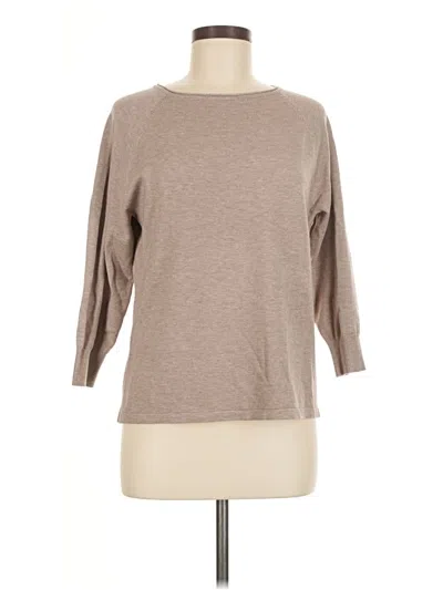 Pre-owned Milano 3/4 Sleeve Top Tan Crew Neck Tops In Brown