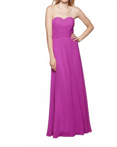 Milano Formals Serenity Drape Strapless Gown In Fuchsia In Purple