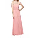 Milano Formals Serenity Drape Strapless Gown In Peach In Pink