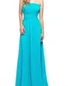 Milano Formals Serenity Drape Strapless Gown In Teal In Blue