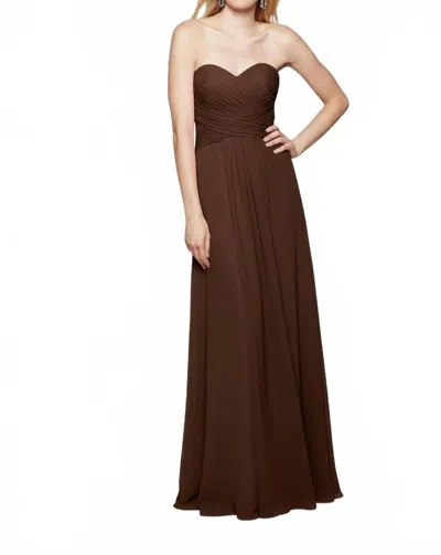 Milano Formals Serenity Drape Strapless Gown In Truffle In Brown
