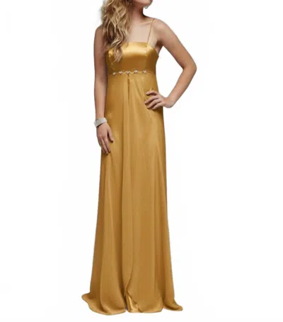 Milano Formals Silken Symphony Gown In Gold In Orange