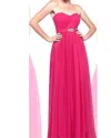 Milano Formals Strapless Chiffon Dress In Burgundy In Pink
