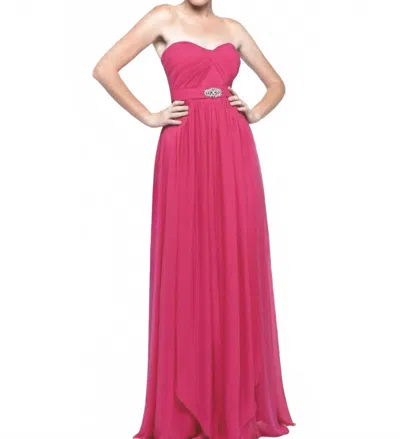 Milano Formals Strapless Chiffon Dress In Fuchsia In Pink