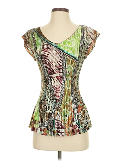 Pre-owned Milano Short Sleeve Blouse In Green