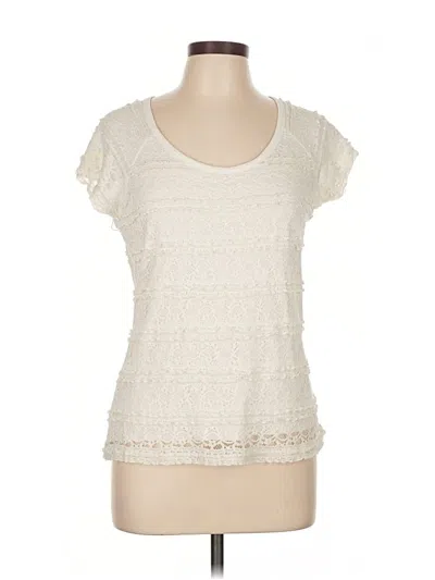 Pre-owned Milano Short Sleeve Top Ivory Scoop Neck Tops In White