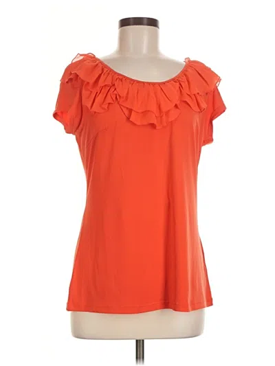 Pre-owned Milano Short Sleeve Top Orange Ruffles Neckline Tops