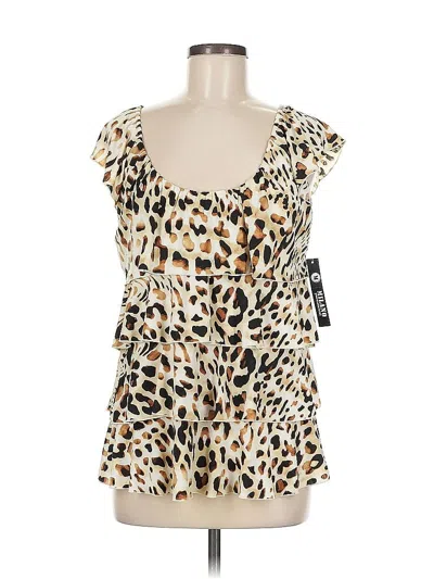 Pre-owned Milano Sleeveless Top Tan Sweetheart Neckline Tops In Brown