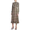Milano Womens Floral Print Polyester Midi Dress In Black