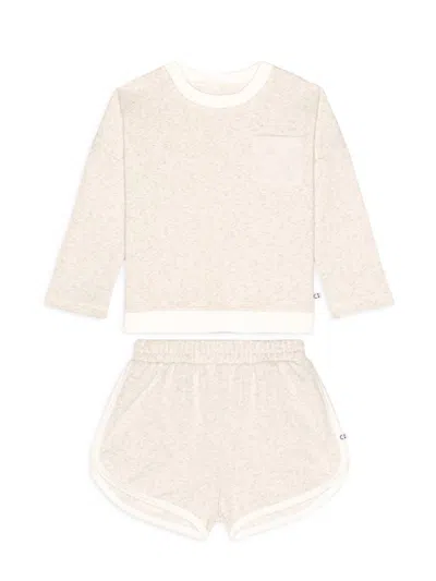 Miles And Milan Baby Kid's 2-piece Heathered Sweatshirt & Shorts Set In Oatmeal