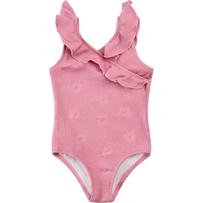 Miles Baby Hibiscus Ruffle One-piece Swimsuit In Pink