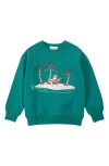 Miles Baby Kids' Hawaiian Santa Print Fleece Sweatshirt In Green