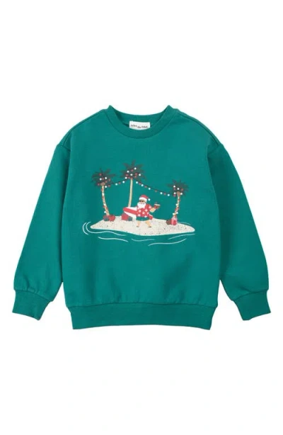 MILES BABY MILES THE LABEL KIDS' HAWAIIAN SANTA PRINT FLEECE SWEATSHIRT