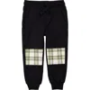 Miles Baby Kids' Plaid Patch Stretch Cotton Joggers In Black