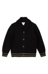Miles Baby Kids' Shawl Collar Organic Cotton Cardigan In Black