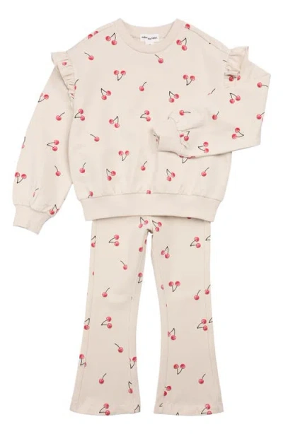 Miles Baby Ruffle Trim Sweatshirt & Flare Leggings Set In Neutral