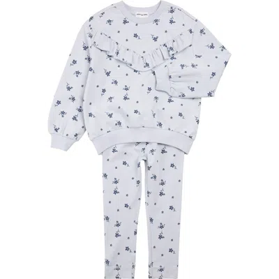Miles Baby Ruffle Trim Sweatshirt & Leggings Set In Blue