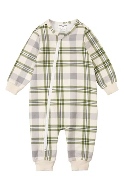 Miles Baby Winter Moss Plaid Full Zip Romper In Multi