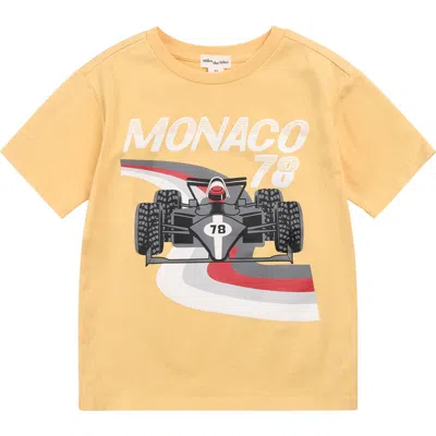 Miles Babies'  Monaco 78 Organic Cotton Graphic T-shirt In Yellow