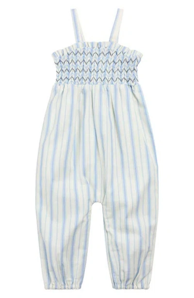 Miles Babies'  Smocked Bodice Organic Cotton Jumpsuit In White