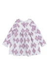 Miles The Label Argyle Print Long Sleeve Cotton Collared Sweatshirt Dress In Dusty Purple