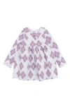 Miles The Label Argyle Print Long Sleeve Cotton Collared Sweatshirt Dress In Purple