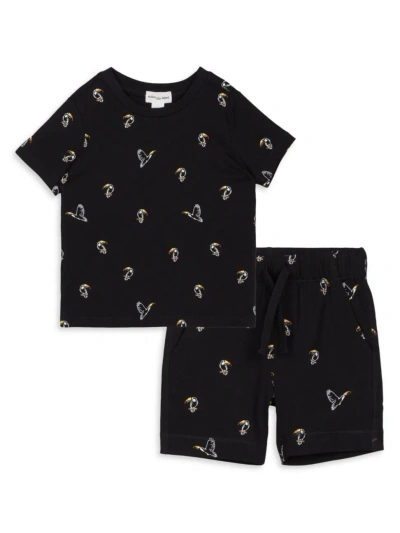 Miles The Label Baby Boy's, Little Boy's & Boy's Toucan Print T-shirt & Shorts Set In Black