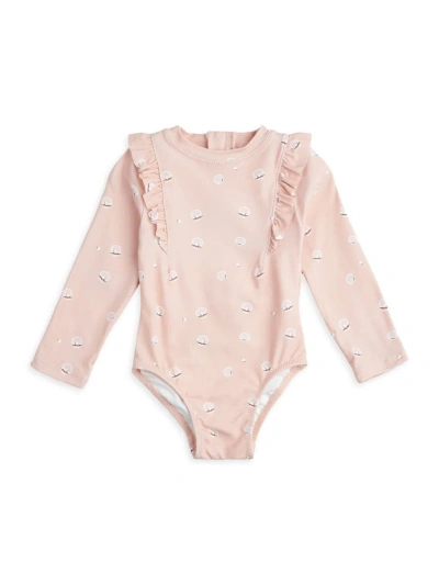 Miles The Label Baby Girl's Pearl Shell Long-sleeve Bathing Suit In Pink