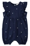 Miles The Label Baseball Embroidered Cotton Piqué Romper In Navy