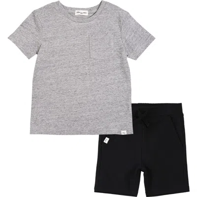 Miles The Label Babies'  Basics Cotton T-shirt & Shorts Set In Black